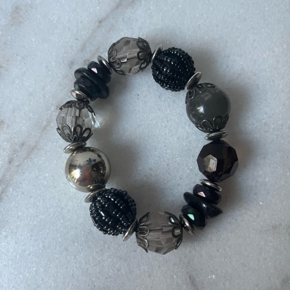 Black and silver stretch bracelet